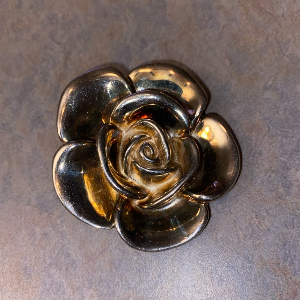 Large Rose brooch made of  sterling silver by Paz Creations